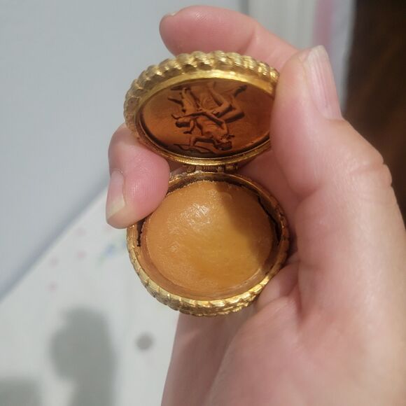 Vintage Corday Toujours Moi Solid Perfume Compact Goddess & Cherub Angel Etching - Picture 2 of 8